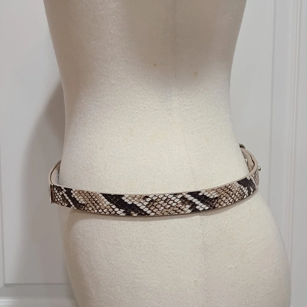 WHBM Genuine Leather Skinny Belt Sz M Snakeskin Embossed